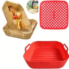 Kit Cesto Protetor Silicone Fritadeira Airfryer Antiaderente