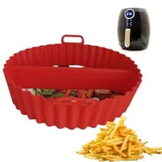 Forma De Silicone Para Fritadeira Air Fryer Com Divisória Cesto Protetor Antiaderente
