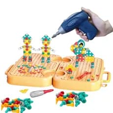 Brinquedo Educativo Infantil 224 Peças Maleta Carrinho com Parafusadeira