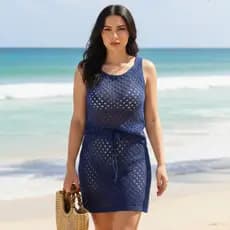 Conjunto  saída de praia feminina saia e cropped croche trico piscina verão