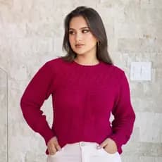 Blusa de Frio Feminina Trico Suéter  Inverno Tricot Grossa Detalhes Tranças