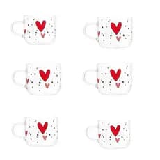 Conjunto 6 Canecas de Vidro Para Café Resistente ao Calor Heart Wolff- 120ml