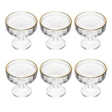 Jogo 6 Taças Para Sobremesa De Cristal Fio De Ouro 200ml LYOR