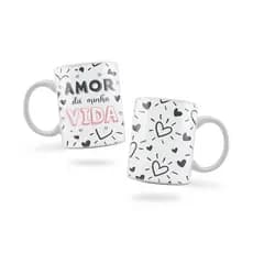 Caneca Personalizada Xicara Branca Grande Caneca de Porcelana Personalizada Namorados Amor F42 Amor da minha vida