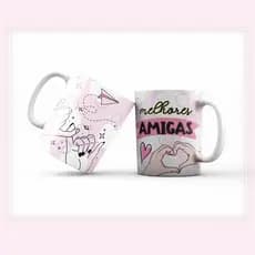 Caneca Personalizada Xicara Branca Grande Caneca de Porcelana Personalizada Amizade A06 Melhores Amigas