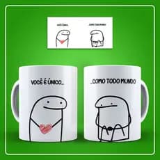 Caneca Personalizada Xicara Branca Grande Caneca de Porcelana Personalizada Flork Meme G62 Engraçado você é Unico
