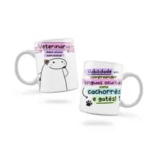 Caneca Personalizada Xicara Branca Grande Caneca de Porcelana Personalizada Flork Meme G206 Profissão Veterinaria