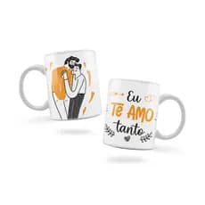 Caneca Personalizada Xicara Branca Grande Caneca de Porcelana Personalizada Namorados Amor F34 Eu te amo tanto