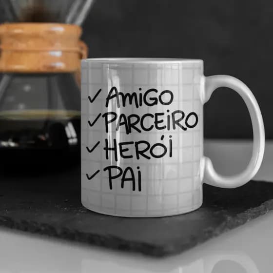 Caneca Personalizada Xicara Branca Grande Caneca de Porcelana Personalizada Dia das Pais P09