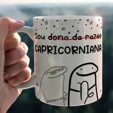Caneca Personalizada Xicara Branca Grande Caneca de Porcelana Personalizada Flork Meme G238 Signo CAPRICORNIANA