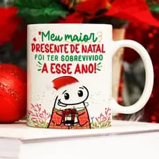 Caneca Personalizada Xicara Branca Caneca de Porcelana Personalizada Flork Meme G271 Feliz Natal Prospero Ano novo