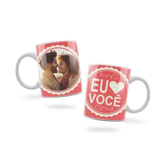 Caneca Personalizada Xicara Branca Grande Caneca de Porcelana Personalizada Namorados Amor F43 Eu amo você foto