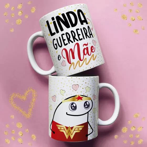 Caneca Personalizada Xicara Branca Grande Caneca de Porcelana Personalizada Dia das Mães Flork Meme L03