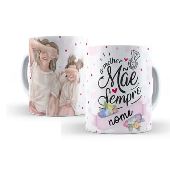 Caneca Personalizada Xicara Branca Grande Caneca de Porcelana Personalizada Dia das Mães PresenteL33