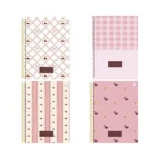 Caderno Escolar Universitário Sweet Cherry 80 Folhas Capa Dura Espiral Caderno Estudante Feminino Escola Rosa 1 Materia