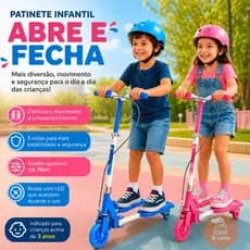 Patinete Scooter Infantil 3 Rodas LED Infantil Frog Abre E Fecha Rosa Azul Menina Menino Crianças Juvenil Trinete 6 anos