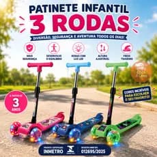 Patinete Infantil 3 Rodas Com LED Luzes Menino Menina Patinete Unicórnio Heroi Capitão Regulável Resistente