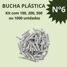 Bucha Plástica de Fixação N 6 S/ Anel Kit com 100 200 500 e 1000 Unidades