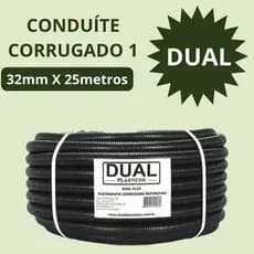 Conduíte Eletroduto Reforçado 1 32mm Preto Marca Dual 25 Metros