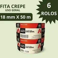Fita Crepe Branca Para Uso Geral 18mm x 50 metros - 6 unidades