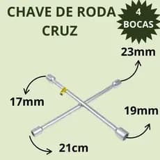 Chave De Roda Cruz 4 Bocas Sextavadas Ferramenta Automotiva 17x21x19x23