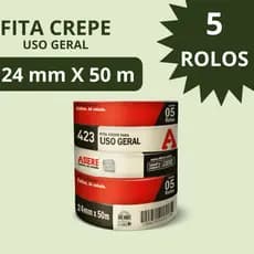 Fita Crepe Branca Para Uso Geral 24mm x 50 metros - 5 unidades