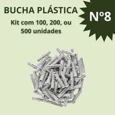Bucha Plástica de Fixação N 8 S/ Anel Kit com 100 200 e 500 Unidades