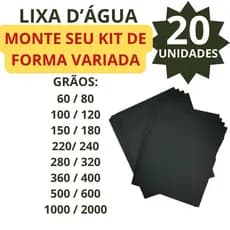 Kit Lixa D’Água Com 20 Unidades Variados Grãos 60 80 100 120 150 180 220 240 280 320 360 400 500 600 1000 2000