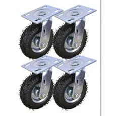 KIT  RODIZIO GIR. PNEUMATICO CARGO SPEED Roda Pnemática Fixa E Gratoria Ajax 21,5cm 6x2 Carrinho 150kg