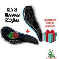 Escova Mágica Para Cabelos Escova Desembaraçadora Kit 2 Escovas De Cabelo Cores Sortidas
