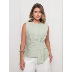 DUOUNO BLUSA REGATA FEMININA ELEGANTE MODELAGEM ACINTURADA TECIDO MARANTE BLUSAS REGATAS FEMININO