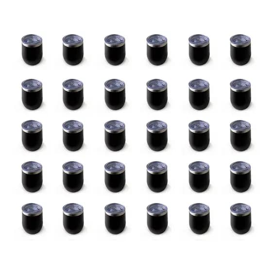 Kit 30 Copos Cuia Térmico De Cerveja Café Aço Inox 360ml Com Tampa Preto