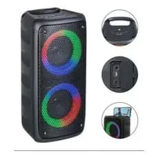 Caixa De Som Portátil Bluetooth Aux Usb Karaokê Rádio Fm  Kts-1266 Led Rgb