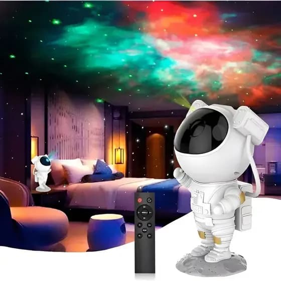 Projetor De Luzes Estrelas Galáxia Luminária Astronauta Com Controle