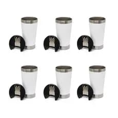 Kit 6 Copos Térmico De Cerveja Café Aço Inox 473ml Com Tampa Branco