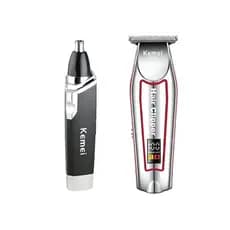 Kit Kemei KM-6512 Aparador de Pelos Máquina Corte Acabamento Barba Kemei Km-034