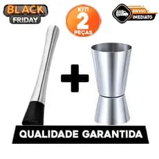 Kit Socador e Dosador Duplo Barman Perfeito para Caipirinha e Drinks