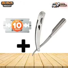 Navalhete Profissional com 10 Lâminas Aço Inox - Navalha para Barba, Sobrancelha, Corte de Cabelo e Design