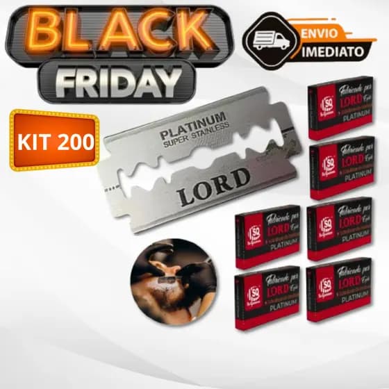 Kit 200 Lâmina Para Barbear LORD PLATINUM Profissional Gillete Para Barbeiros