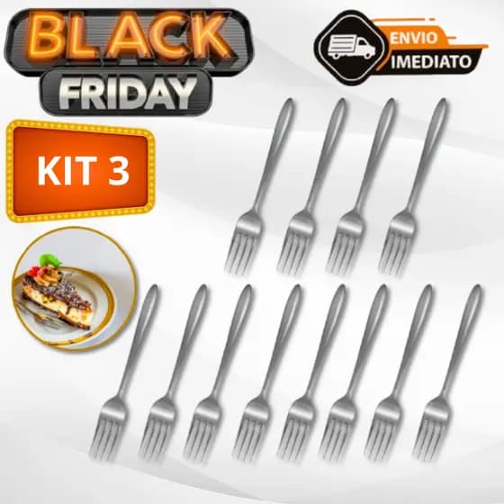Kit 3 Garfos para sobremesas Aço Inox de alta qualidade Reutilizável Faqueiro Promoção Envio Imediato