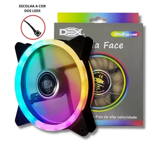 Cooler Fan 120mm 18 Led Rgb Dupla Face Cpu Gabinete Computador Silencioso Dex
