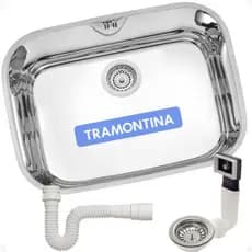 Cuba Cozinha Inox Tramontina 48x34 Alto Brilho Luxo Prime Lavínia Com Escape Ladrão Aço 304 10 Anos de Garantia
