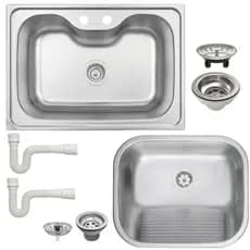 Cuba Inox Gourmet Tramontina Morgana 60 FX Cozinha Pia e Tanque 50X40 Acetinados  Dois Sifões Brinde Kit Luxo Tramontina