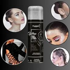 Spray Glitter Popper Para Cabelo, Roupa e Corpo 150ml - Escolha a Cor