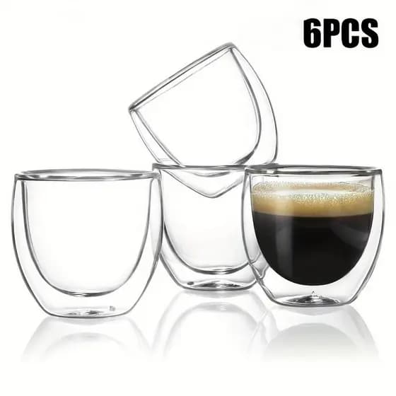 Jogo De Copos De Vidro Duplo Com 6 peças 90ml Copo