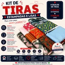 SUPER KIT DE TIRAS 4KG ESTAMPADAS E LISAS – PATCHWORK, TAPETES E COSTURA CRIATIVA | ENVIO IMEDIATO 🔥