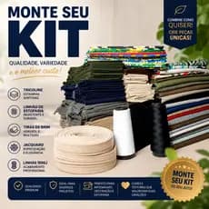Monte Seu Kit Retalho Tecidos Retalhos  Tricoline / Linhão / Brim / Jacquard / Linhas