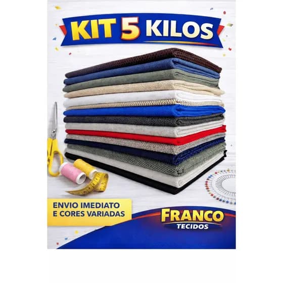 KIT 5 kg de Retalhos de Tecidos Forro Base para Tapetes, Tecidos de Estofados ,faça renda extra