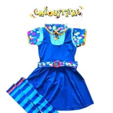 Fantasia chiquititas infantil e adulto com meia cinto e faixa de cabelo