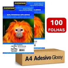 Papel Fotográfico Adesivo A4 130g Glossy Brilhante à Prova D'água Inkjet Masterprint Alta Qualidade